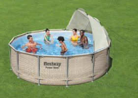 צלון פינתי עם חלון לבריכות עגולות | מקט 58681|BESTWAY Flowcear| קפיץ קפוץ