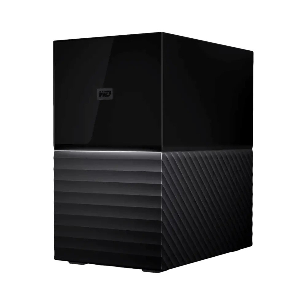 כונן קשיח חיצוני Western Digital WDBFBE0360JBK-EESN My Book 3 Duo 36TB – פריט בודד שחור עם חלק עליון מבריק ותחתון בעל USB