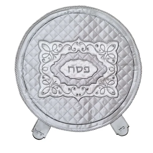 כיסוי מצה לפסח עגול סאטן מהודר מסגרת משובץ