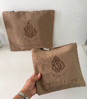 סט טלית תפילין קטיפה חום בחריטת לייזר