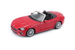 דגם מכונית בוראגו פיאט 124 ספיידר אדום Bburago Fiat 124 Spider 1/24