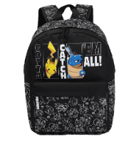 CYP Pokemon Backpack Gotta Catch Em All תיק בית ספר פוקימון 2 תאים בעיצוב פיקאצ'ו ובלסטויז