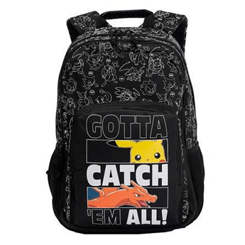 CYP Pokemon Backpack Gotta Catch Em All תיק בית ספר פוקימון 3 תאים בעיצוב פיקאצ'ו צ'ריזארד