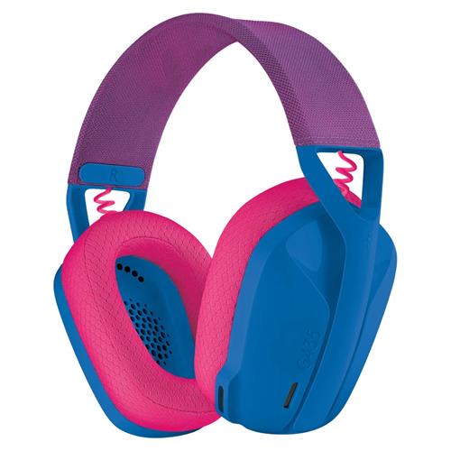 אוזניות קשת אלחוטיות לגיימינג Logitech G435 Lightspeed בצבע כחול-ורוד