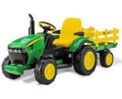 טרקטור ממונע לילדים 12V עם עגלה ג'ון דיר John Deere  PEG PEREGO