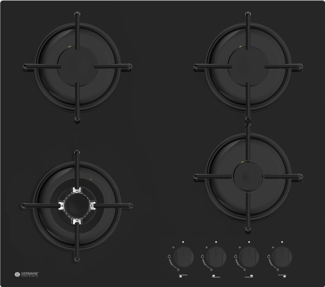 כיריים גז 4 להבות זכוכית שחורה גרמיין Germaine GER-HOB-4-ZONE-GLB