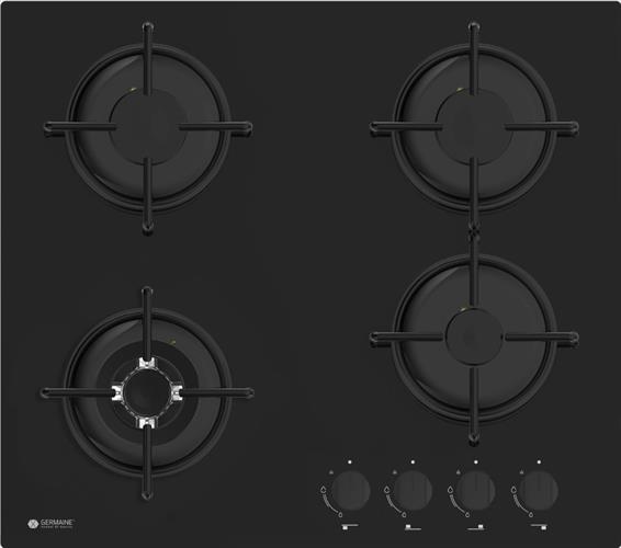 כיריים גז 4 להבות זכוכית שחורה גרמיין Germaine GER-HOB-4-ZONE-GLB