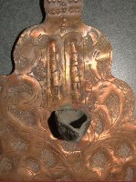 חנוכייה עתיקה, מרוקו, ריקוע לוחות הברית עבודת יד, עשויה נחושת וברונזה, שמן