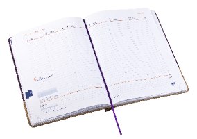יומן שבועי מהודר סגול  חרמון עם עט