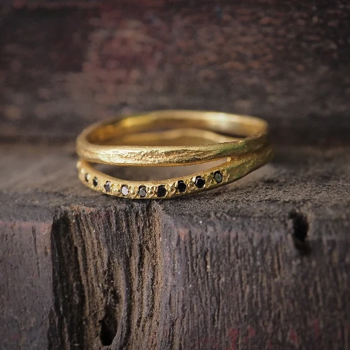 Duo Ring with Black Diamonds