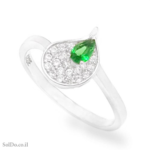 טבעת מכסף משובצת אבני זרקון ירוקות  RG6375 | תכשיטי כסף 925 | טבעות כסף