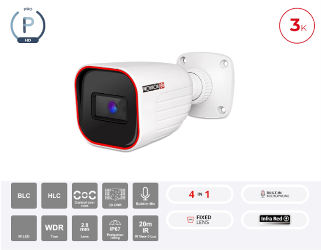 מצלמת צינור Provision I2-33K0AP AHD 2.8mm Lens 20m IR IP67