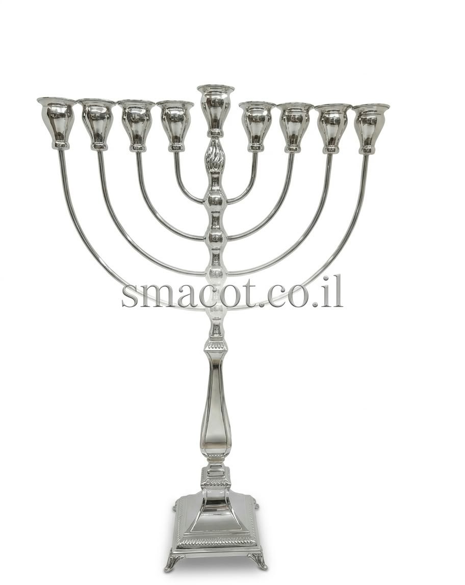 חנוכיה מכסף טהור  לאונפילד דגם  חלק 40 סמ - m