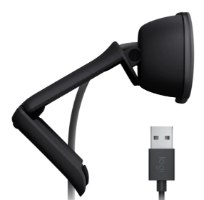 מצלמת רשת עם מיקרופון Logitech Brio 100 Full HD 1080p Graphite – מבט צד על המצלמה עם תושבת מתקפלת