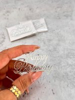 3 יח טופר מיני HAPPY BIRTHDAY (לבנטו/ קאפקייקס/ פריך) -צבע כסף