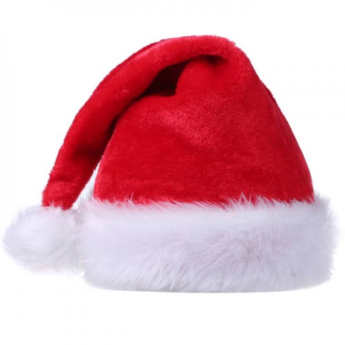 כובע סנטה אדום קטיפתי דלוקס