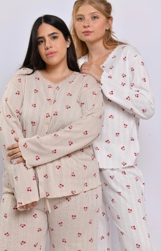 ג'קארד מכופתרת  cherry pj