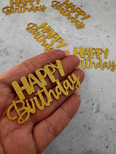 5 יח טופר מיני נייר קשיח קטן HAPPY BIRTHDAY לבנטו - צבע זהב