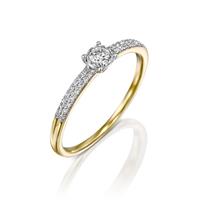 טבעת תפארת היהלום משובצת יהלומים בזהב לבן או צהוב 14 קראט