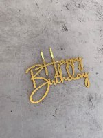 טופר happy birthday ללא מקל - זהב