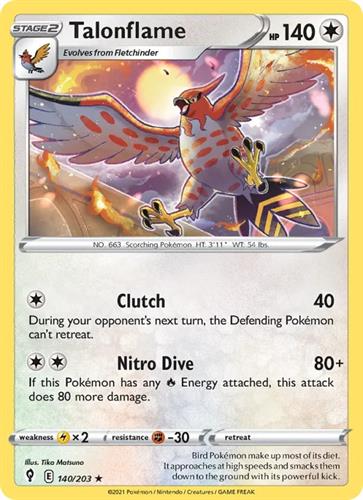 קלף בודד single פוקימון - talonflame - Evolving Skies - 140/203