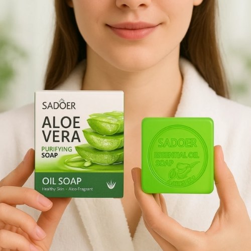 סבון אלוורה טבעי לניקוי, הזנה ואיזון העור SADOER Aloe Vera
