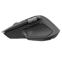 עכבר אלחוטי צבע שחור Logitech MX Master 4 For Mac – מבט צידי של העכבר השחור מראה גלגלת צד ושני כפתורים