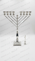 חנוכיה חב"ד כסף טהור רגל פסים חלק- 40 ס"מ