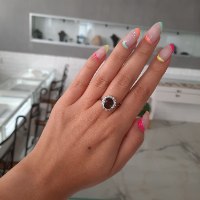 טבעת דיאנה זרקונים עם אבן חן סמוק טופז