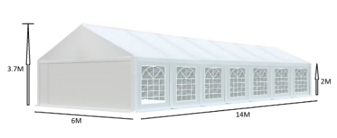 אוהל לאירועים 6X14 פרמיום PVC חזק במיוחד TENT-PRO