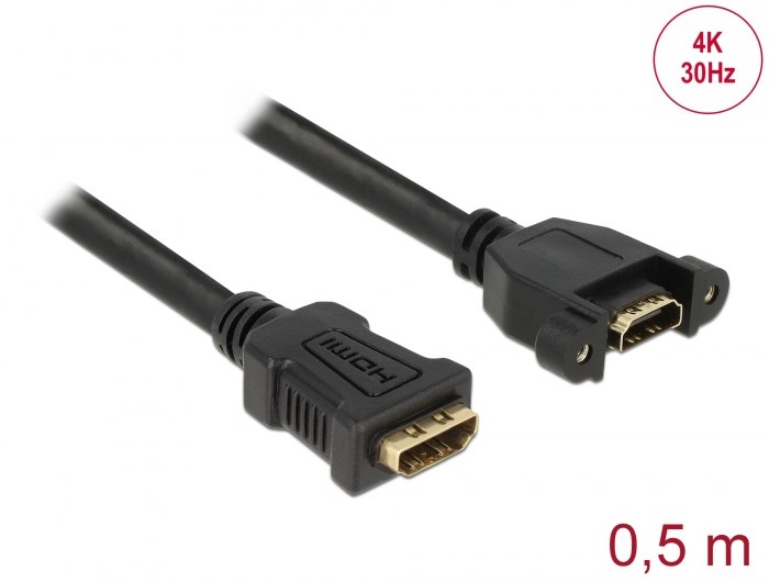 כבל מאריך לפאנל Delock Extension Cable HDMI Panel-Mount 4K 30 Hz 0.5 m