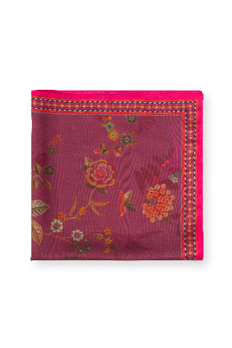 צעיף 100% משי בורדו BODHI FLOWER מידות 53X53 ס"מ