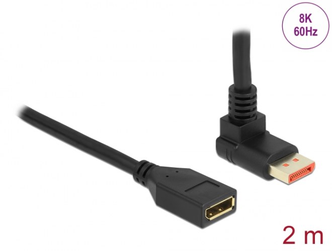 כבל מאריך Delock DisplayPort 1.4 HDR Cable 90° Upwards angled 8K 60 Hz 2 m