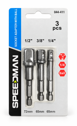 סט מתאמי בוקסה לראש ביט ⁦SPEEDMAN⁩ – ⁦1/2″+3/8″+1/4″⁩, 3 יחידות