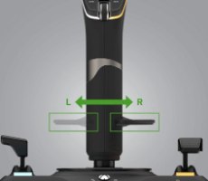 בקר טיסה Turtle Beach VelocityOne Flightstick PC/Xbox – בקר טיסה שחור עם חצים ירוקים המראים התאמת רכיבים בבסיסו