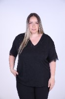 חולצת שימי פס תחרה שחורה