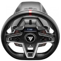 הגה מירוצים עם דוושות מגנטיות Thrustmaster T248X – הגה שחור עם גימורים כסופים פס אדום כפתורים ומסך תצוגה