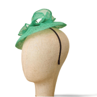 כובע אלגנטי מעוצב על קשת - דגם צדף תלתלים ירוק