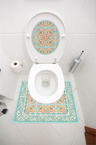 עיצוב איזור האסלה – מדבקה (39 ₪) שטיחון (88 ₪) סט (119 ₪) בוסתן איטלקי  TIVA DESIGN