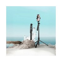מוט סלפי אוניברסלי Miracase MWSS650 – USB שתי יחידות שחורות אחת פתוחה עם טלפון ואחת מקופלת