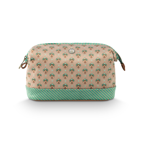 תיק איפור גדול ירוק קטיפה COOPER JAIPUR FLOWER 26X12X18