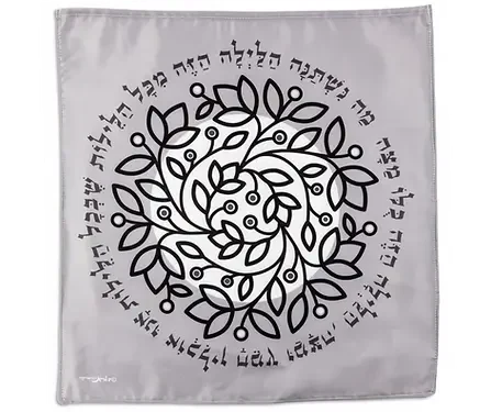 כיסוי/מפית מצה עיטור קונטור עלים