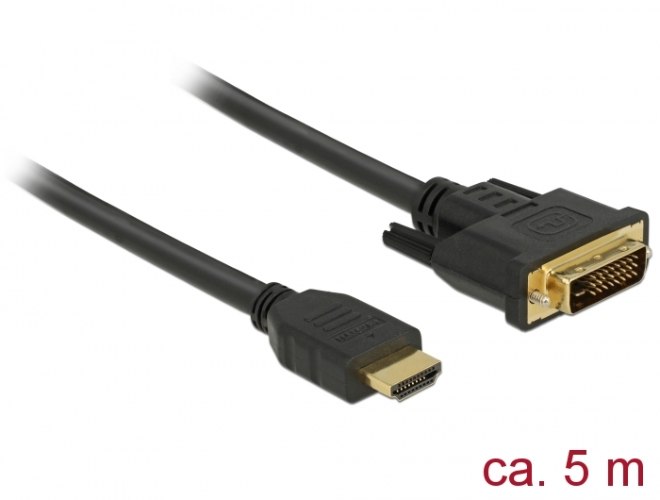 כבל מסך Delock Cable HDMI Male To DVI 24+1 Male 5 m