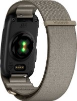צמיד כושר ובריאות חכם ללא מסך צבע French Gray גודל רצועה Garmin Cirqa S-M – גב יחידת הצמיד השחורה עם חיישן דופק ירוק