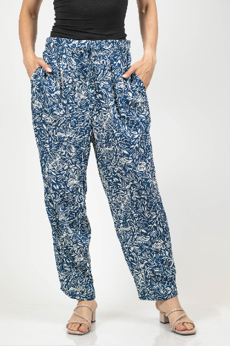 מכנס שרוך כחול פרחים