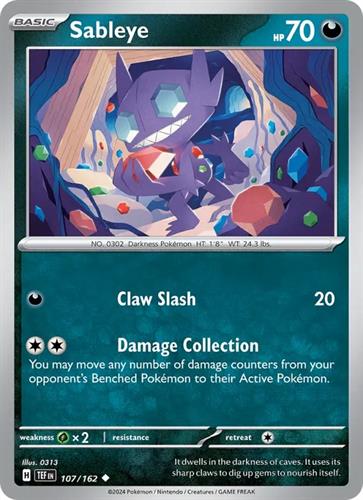 קלף בודד single פוקימון - sableye - Temporal Forces - 107/162