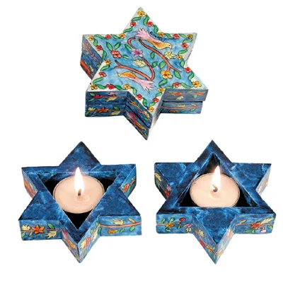 פמוטי נסיעה בצורת מגן דוד ציור ציפורים