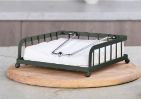 מתקן למפיות שולחן Berlinger Haus BH8825 – מתקן ירוק כהה עם מפיות לבנות וזרוע מתכתית