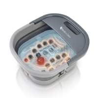 אמבט עיסוי בעל 16 ראשי עיסוי וחימום Medics Care MC-645 – אפור פתוח עם מים כחולים וראשי עיסוי מוארים