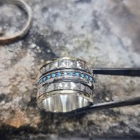 עבודת יד על כסף 925 וזהב 14K בטבעת טורקיז מעוצבת - Cami Jewelry www.cami.co.il